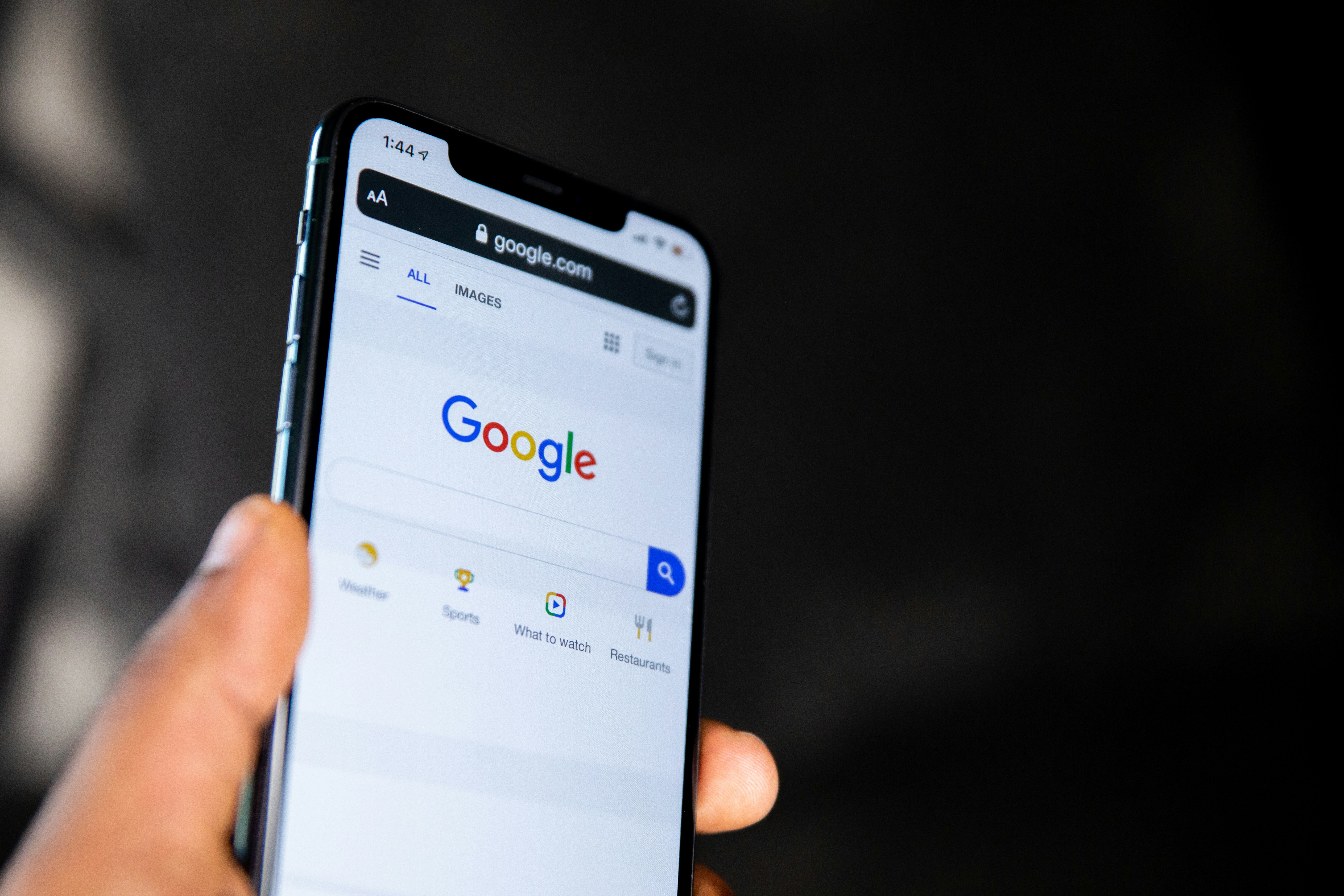 Google search open on a smartphone